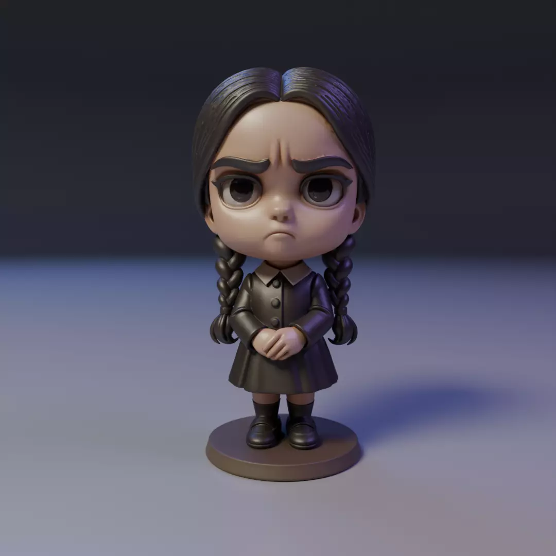 wendnesday addams Chibi 3D print model_16