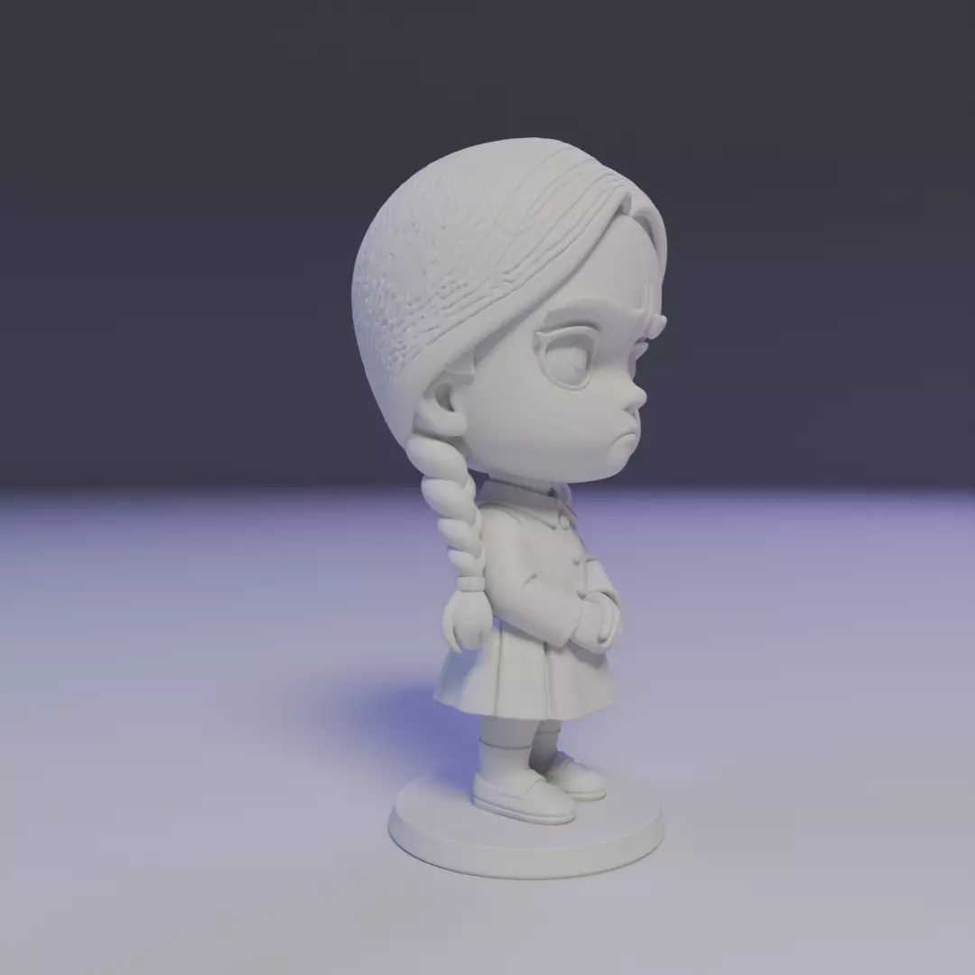 wendnesday addams Chibi 3D print model_11