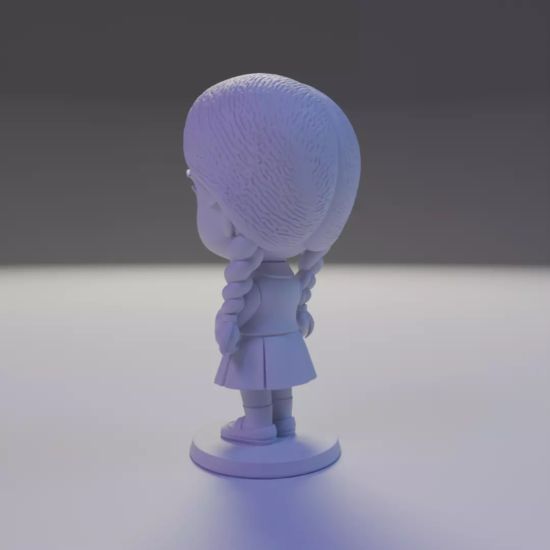 wendnesday addams Chibi 3D print model_9