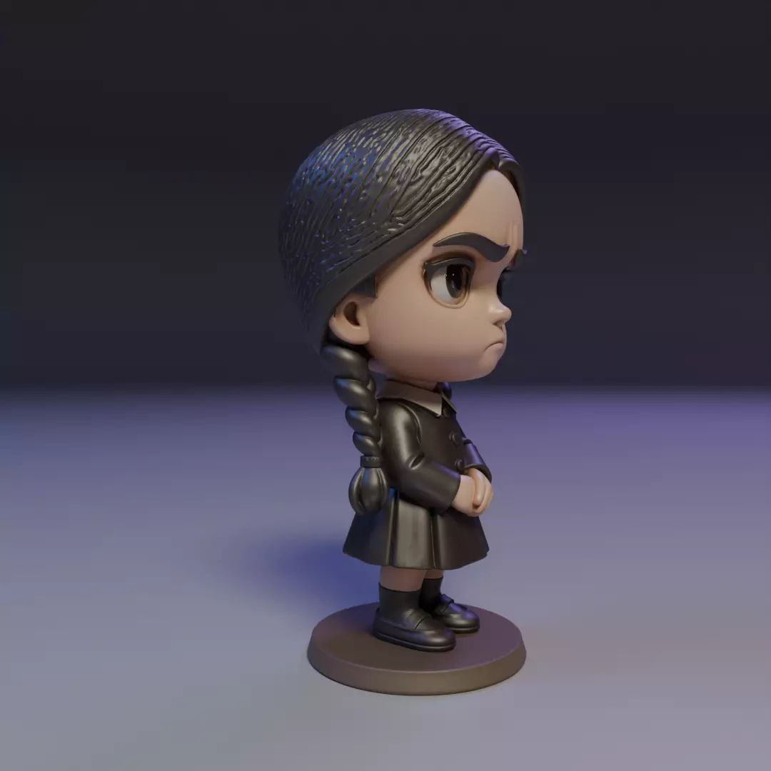 wendnesday addams Chibi 3D print model_12