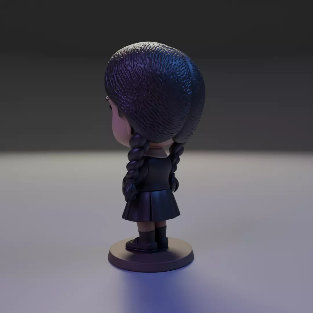 wendnesday addams Chibi 3D print model_10
