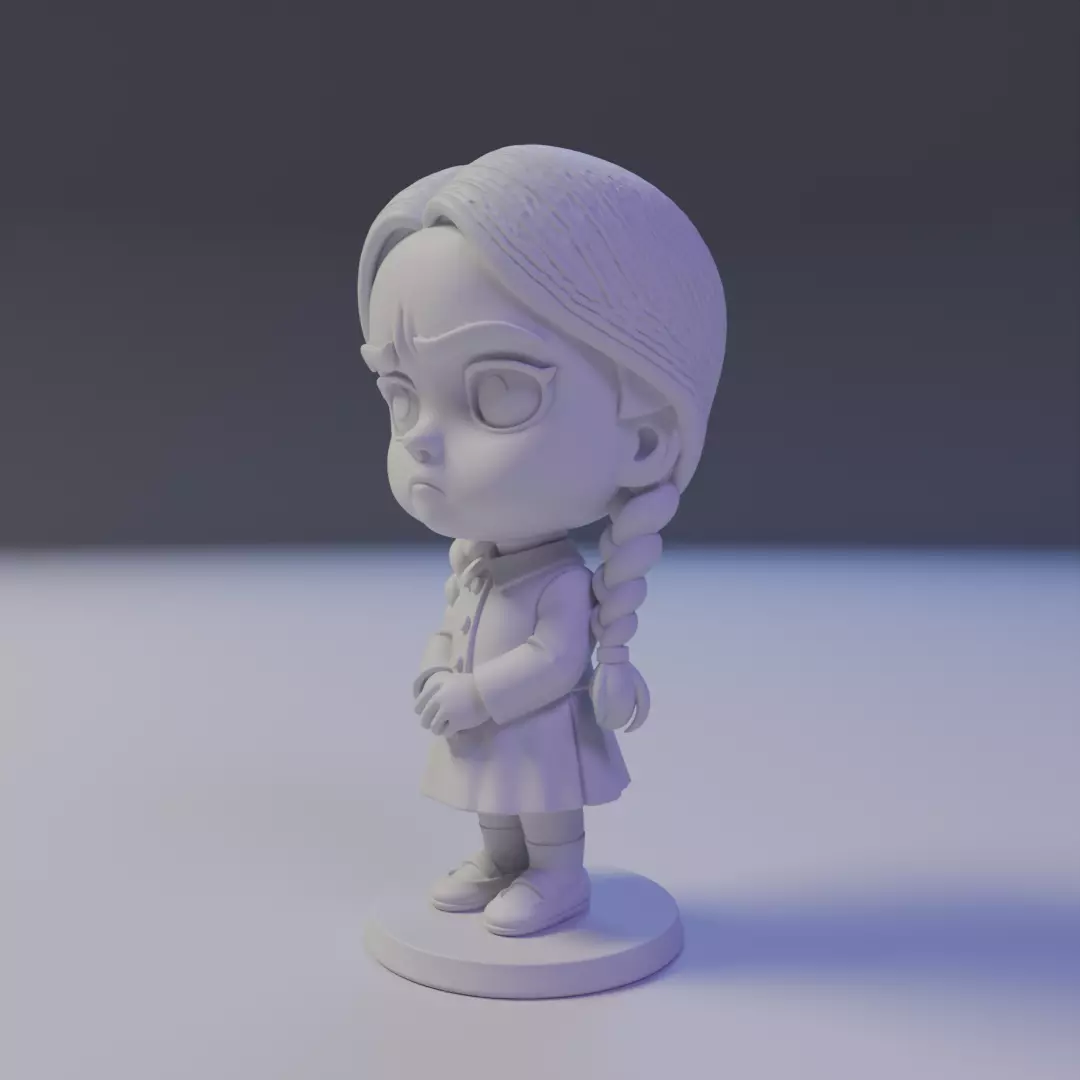 wendnesday addams Chibi 3D print model_13