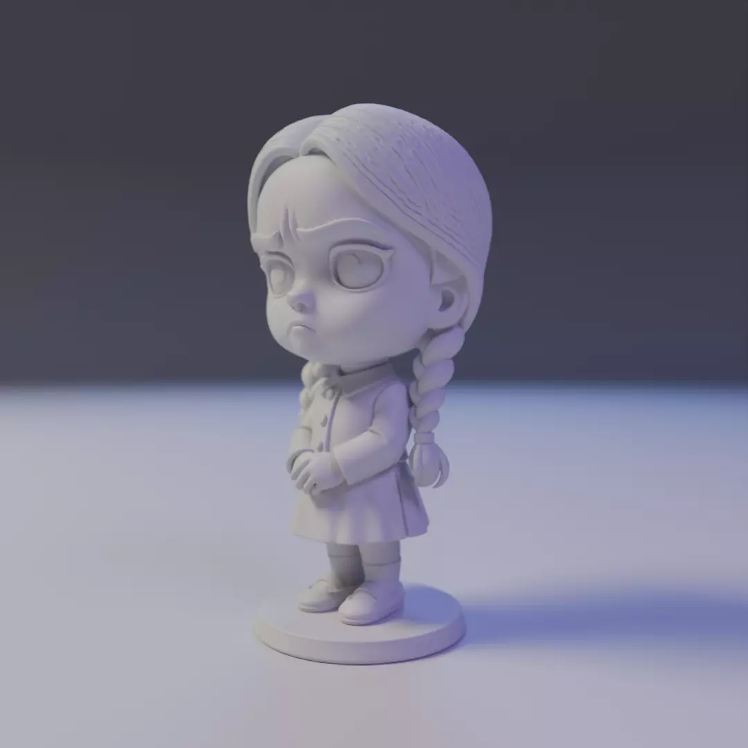 wendnesday addams Chibi 3D print model_7
