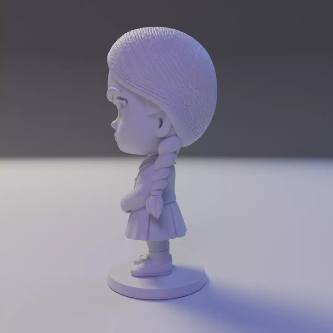 wendnesday addams Chibi 3D print model_5