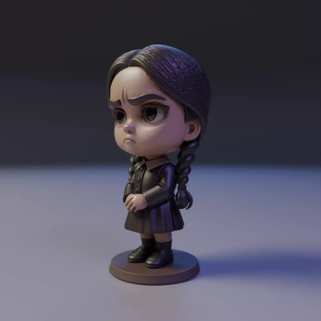 wendnesday addams Chibi 3D print model_8