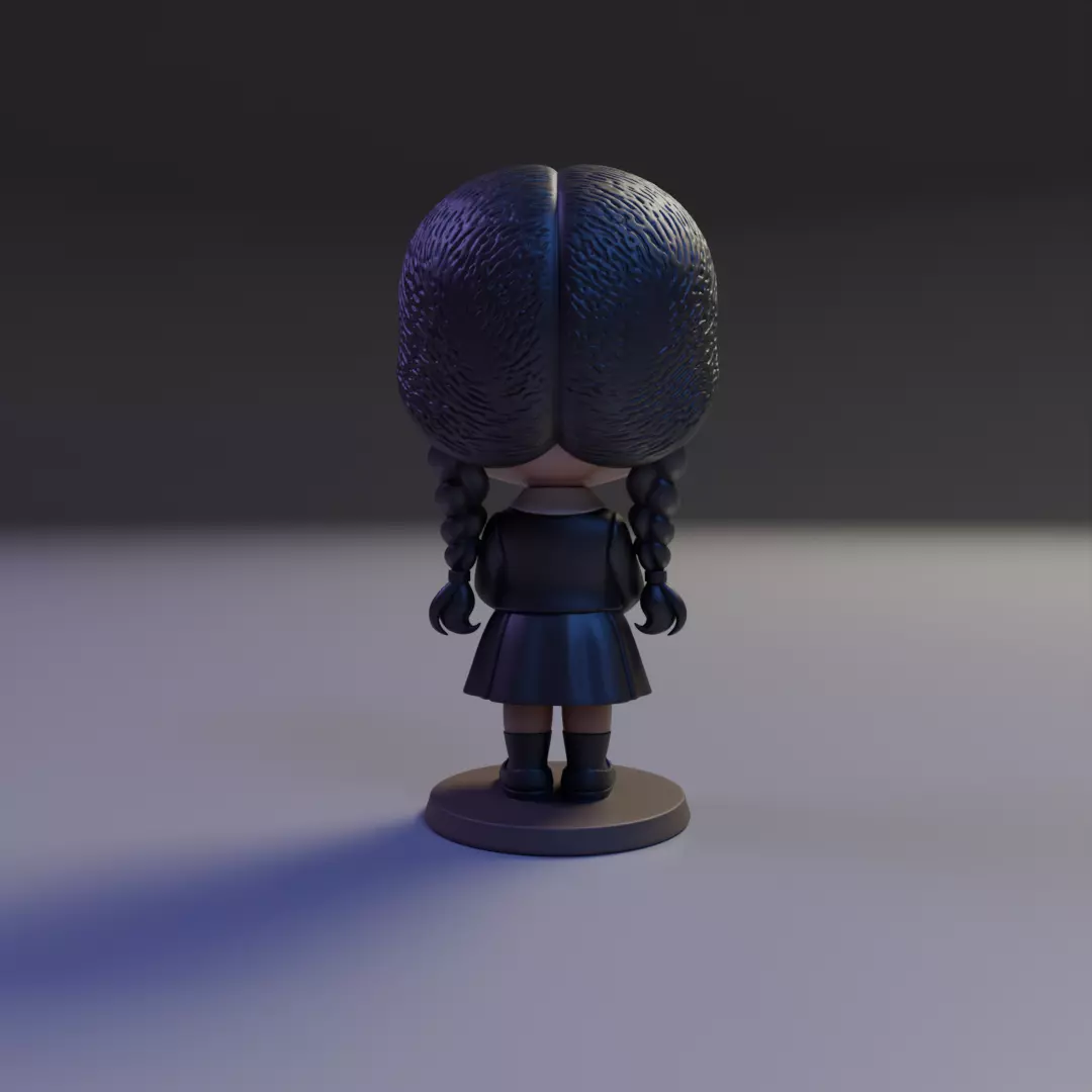 wendnesday addams Chibi 3D print model_2
