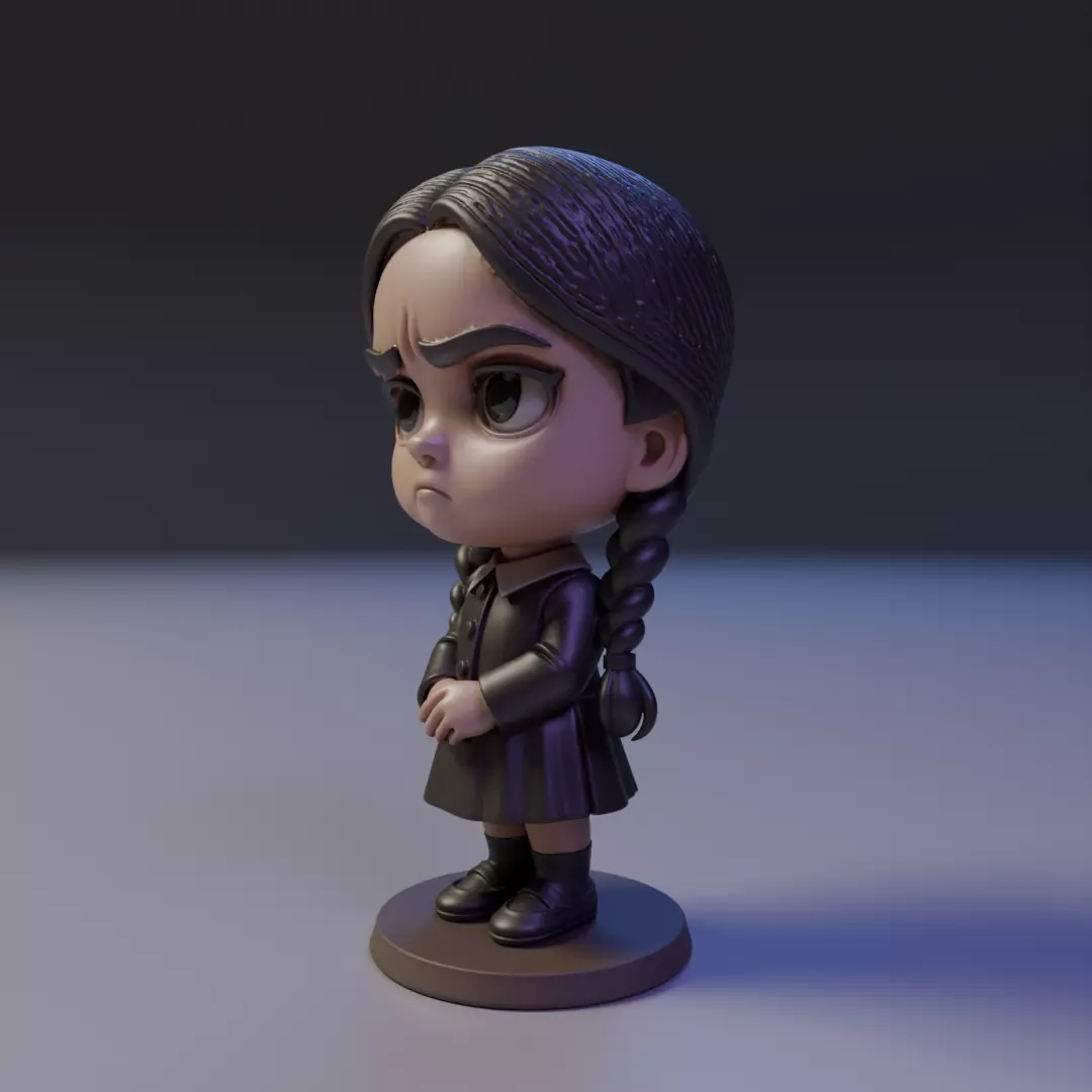 wendnesday addams Chibi 3D print model_14