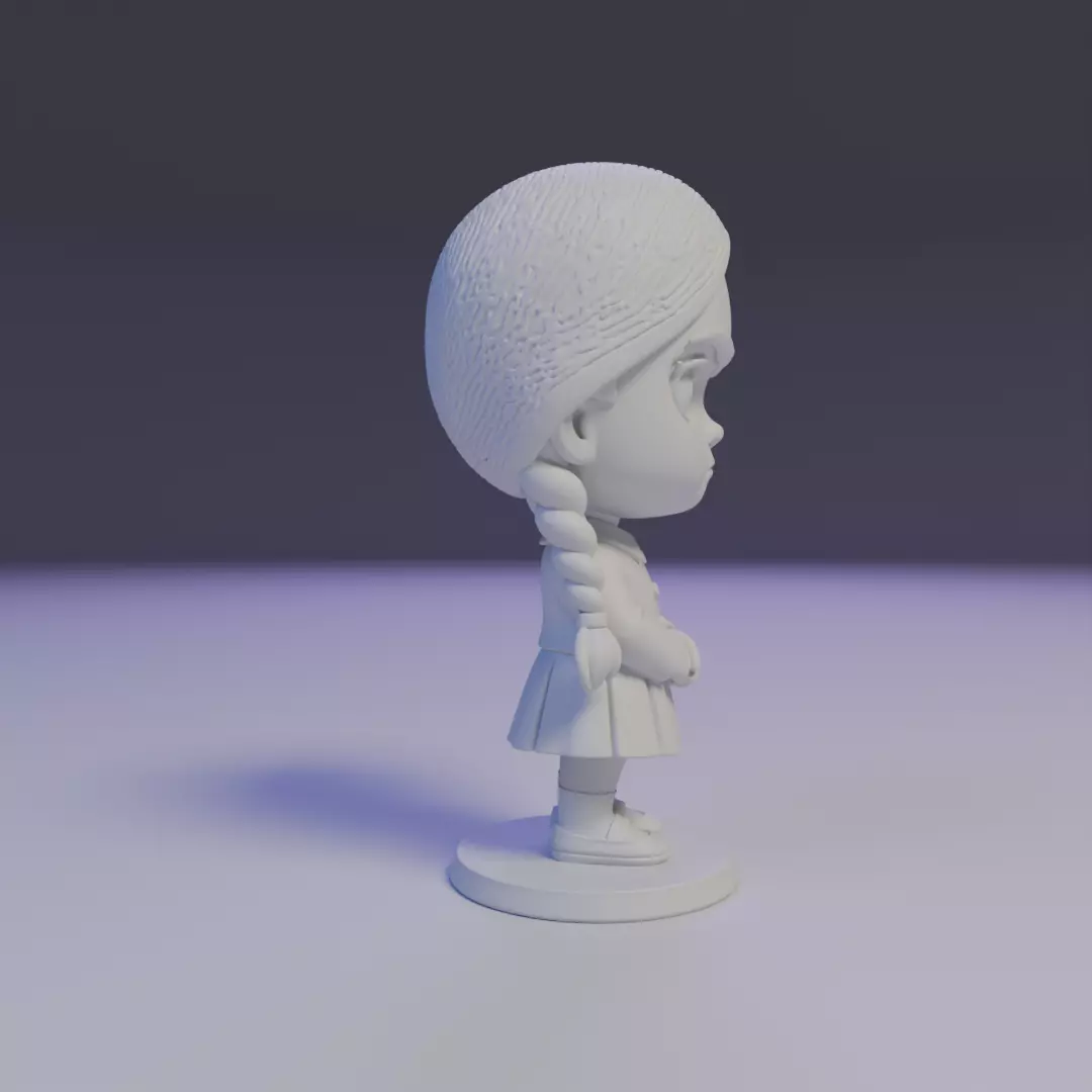 wendnesday addams Chibi 3D print model_3
