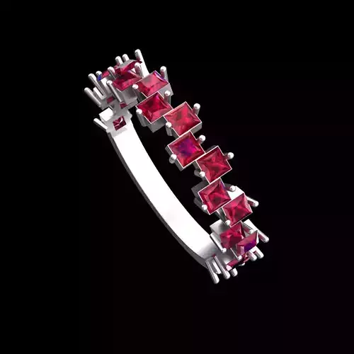 Square Princess Cut Diamond Ring 3D Model