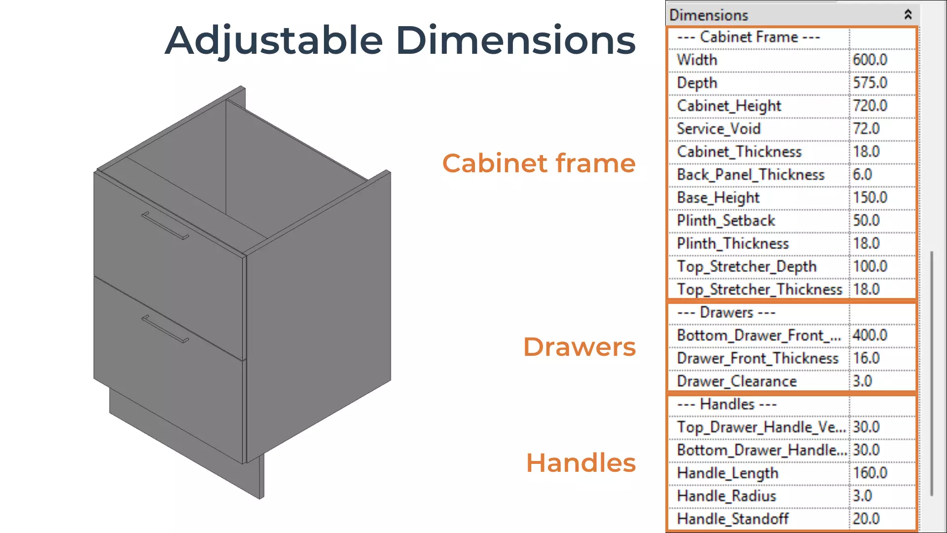 2-DRAWER BASE Cabinet Revit Family UK Parametric 3D model_2