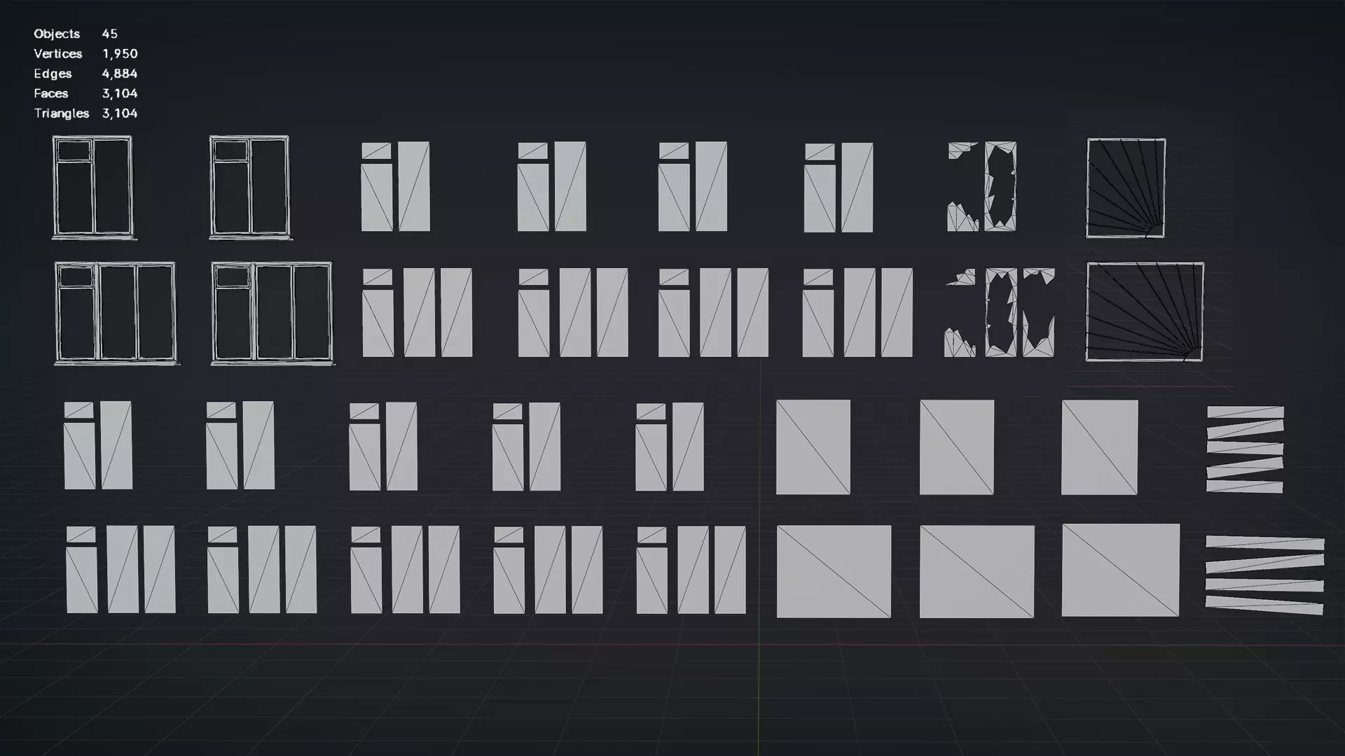 Post-Apocalyptic Broken Windows - Modular Barricade Pack Low-poly 3D model_6