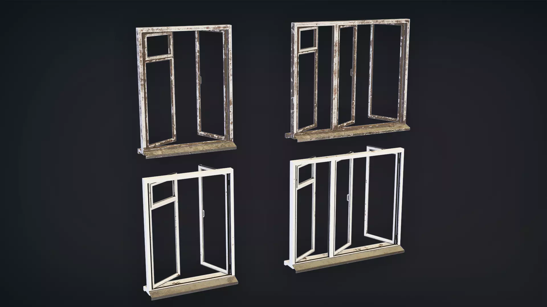 Post-Apocalyptic Broken Windows - Modular Barricade Pack Low-poly 3D model_9