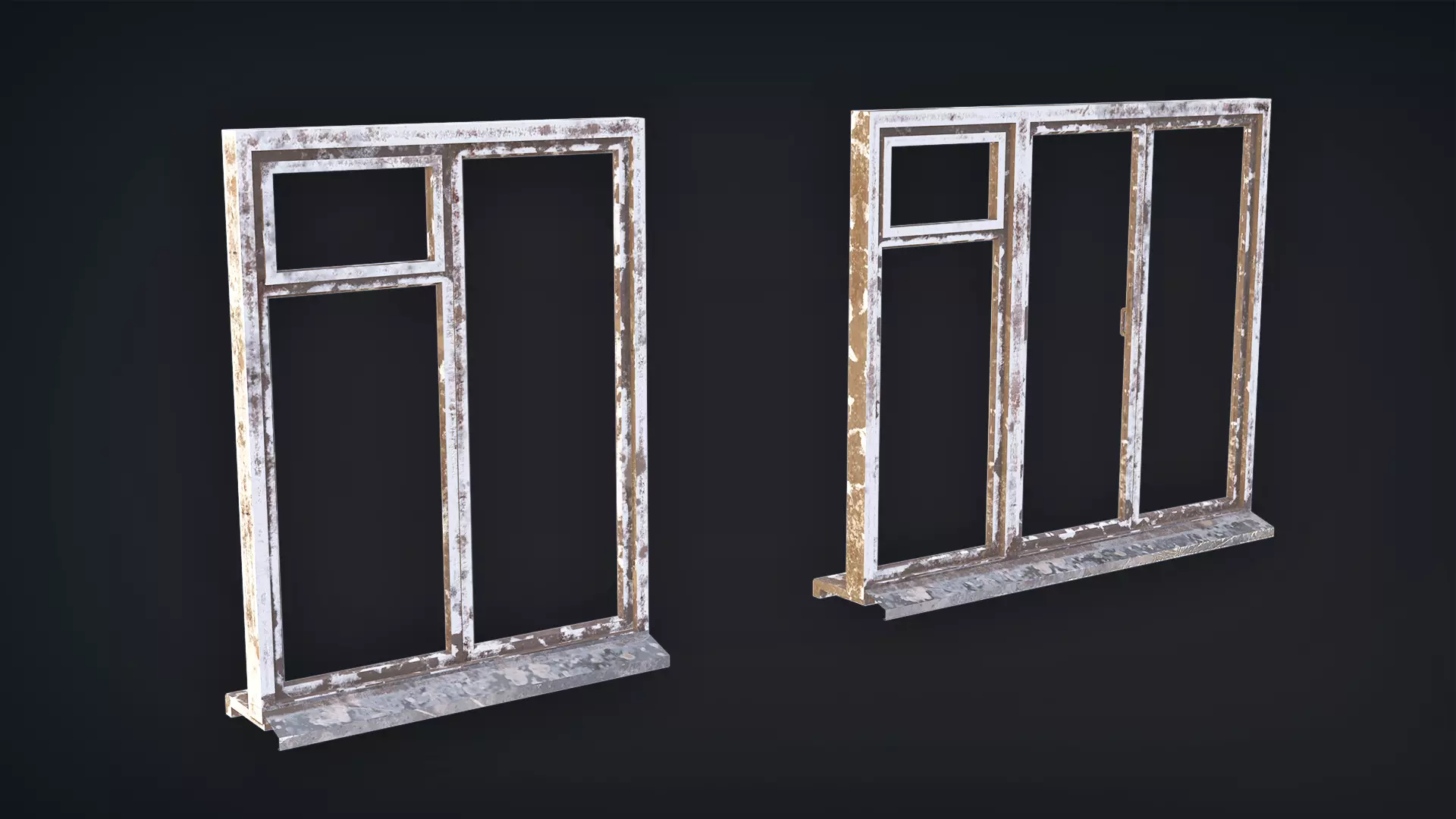 Post-Apocalyptic Broken Windows - Modular Barricade Pack Low-poly 3D model_7