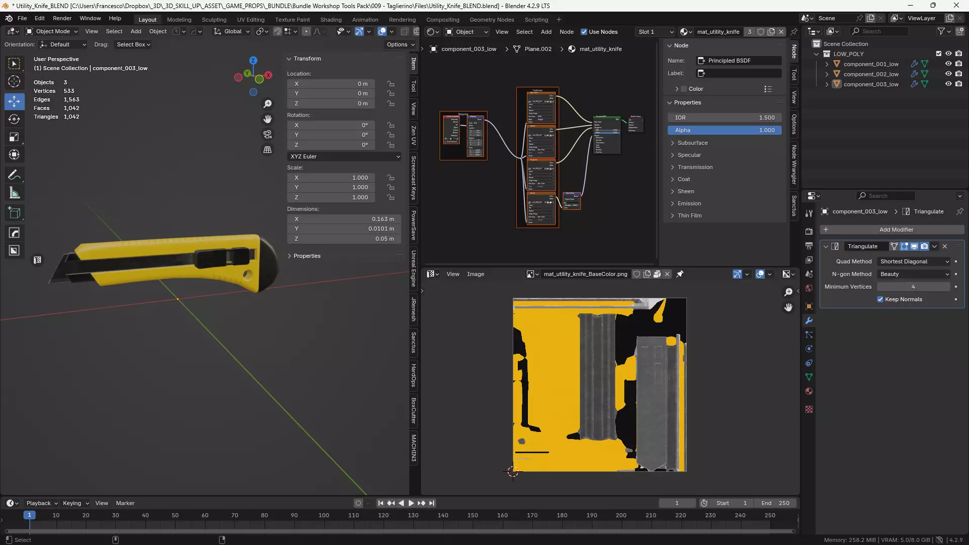 Utility Knife 3D Model Game-Ready Low-poly 3D model_3