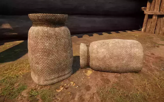 Realistic Medieval Viking Seed Bag - Game Ready PBR Asset