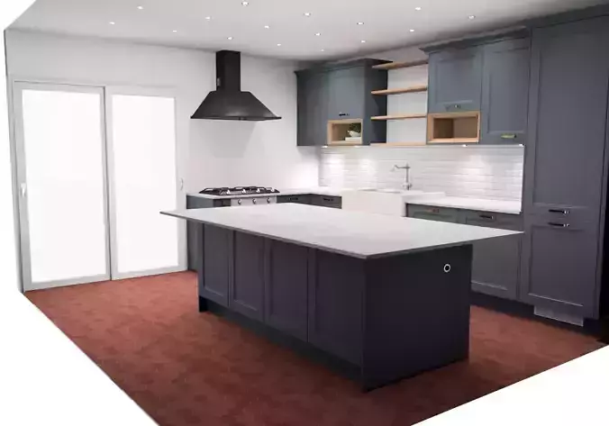 Kitchen Blue Fjord Low-poly 3D model