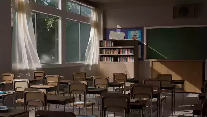 Realistic Classroom Interior  GameArchviz Ready