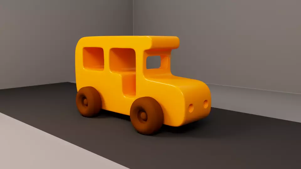 Low Poly Toy Bus Low-poly 3D model_0