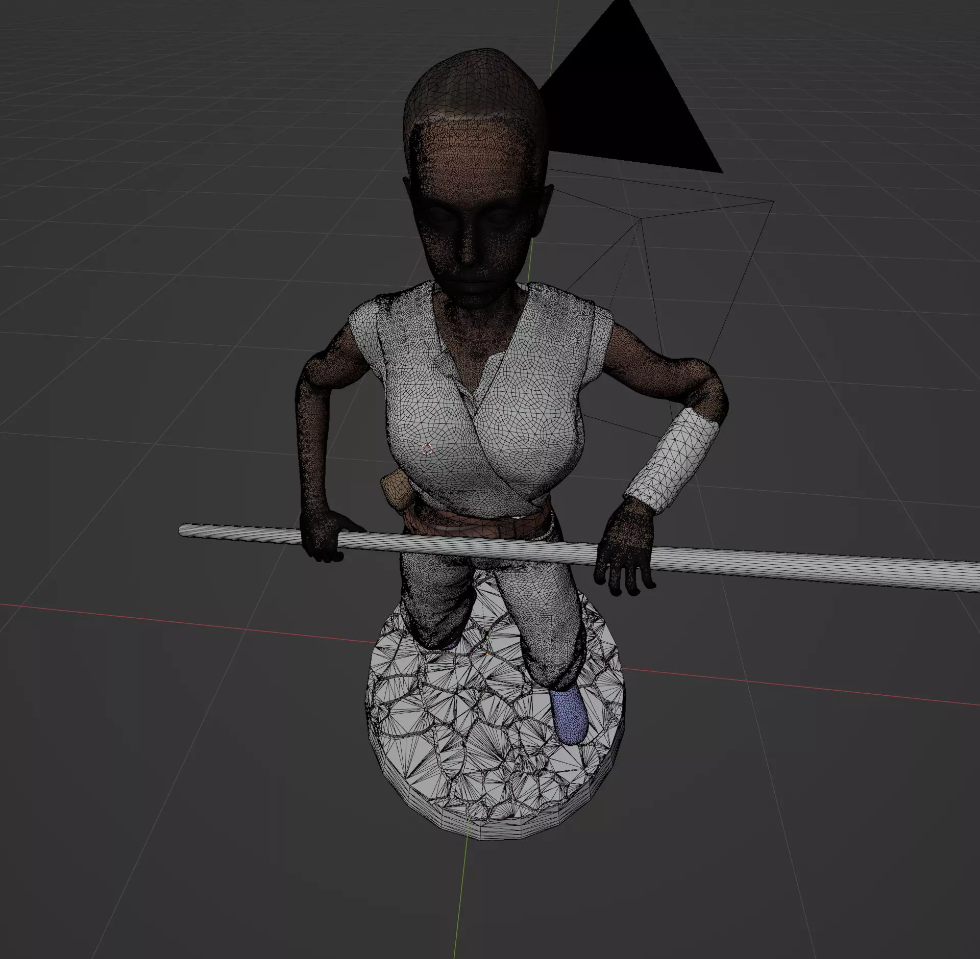 Wasteland Fighter Woman with Staff Post-Apocalyptic  3D print model_11