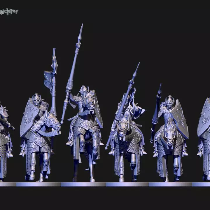 High elves Silver Lancers unit 3D print model