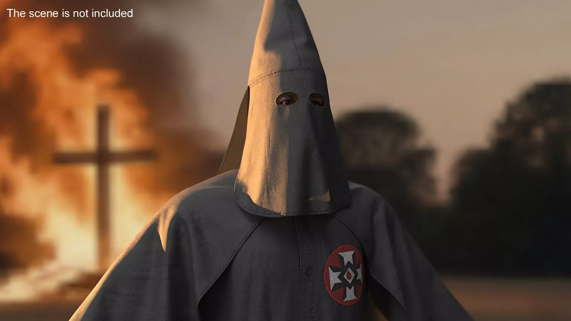 Character Ku Klux Klan in Black Suit and Mask 3D model_1
