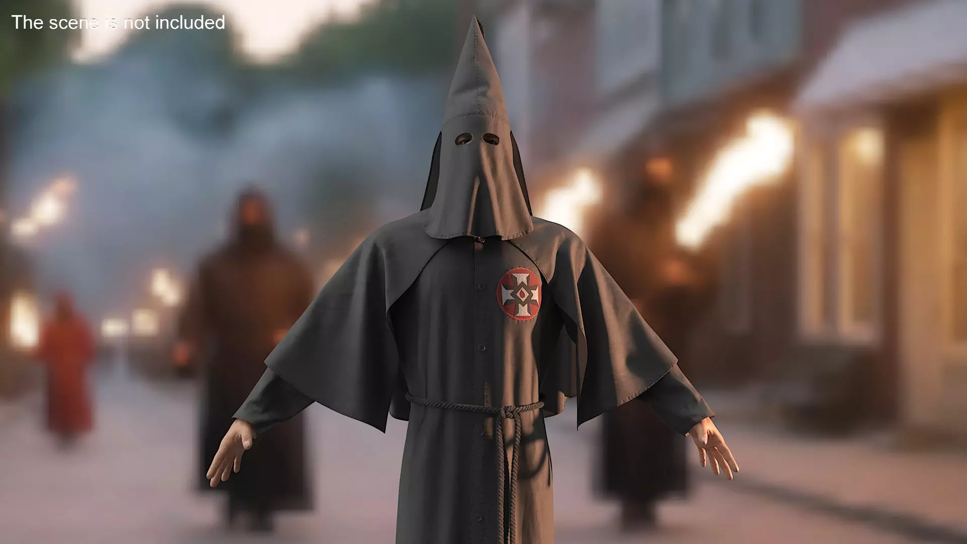 Character Ku Klux Klan in Black Suit and Mask 3D model_2