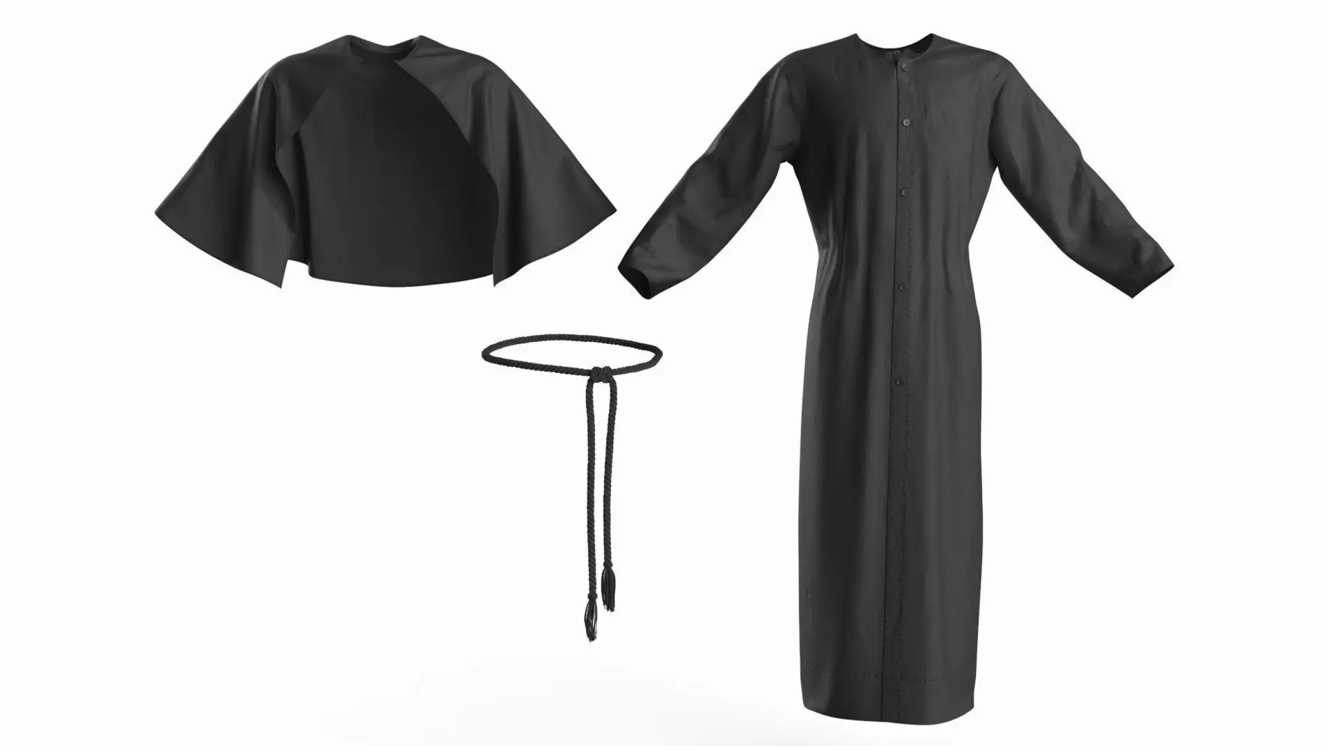 Character Ku Klux Klan in Black Suit and Mask 3D model_12