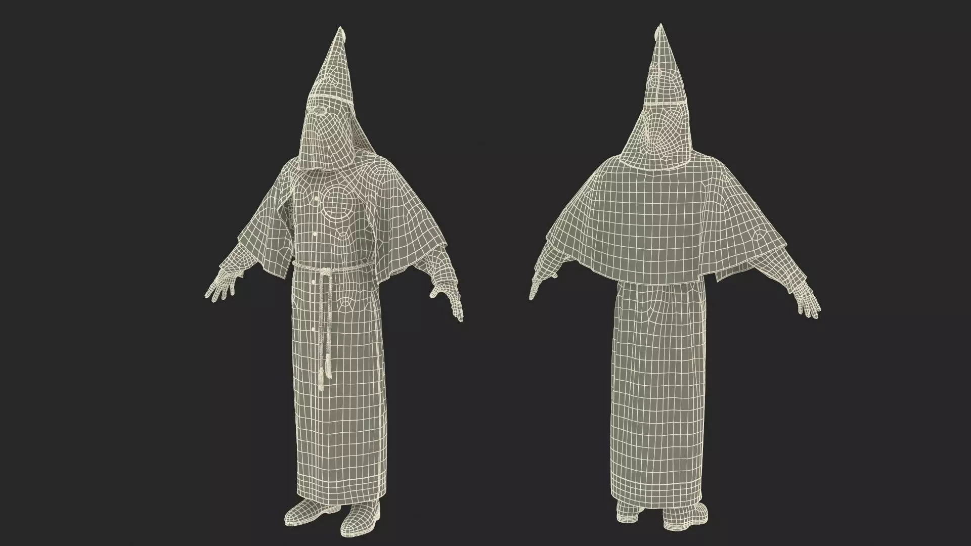 Character Ku Klux Klan in Black Suit and Mask 3D model_24