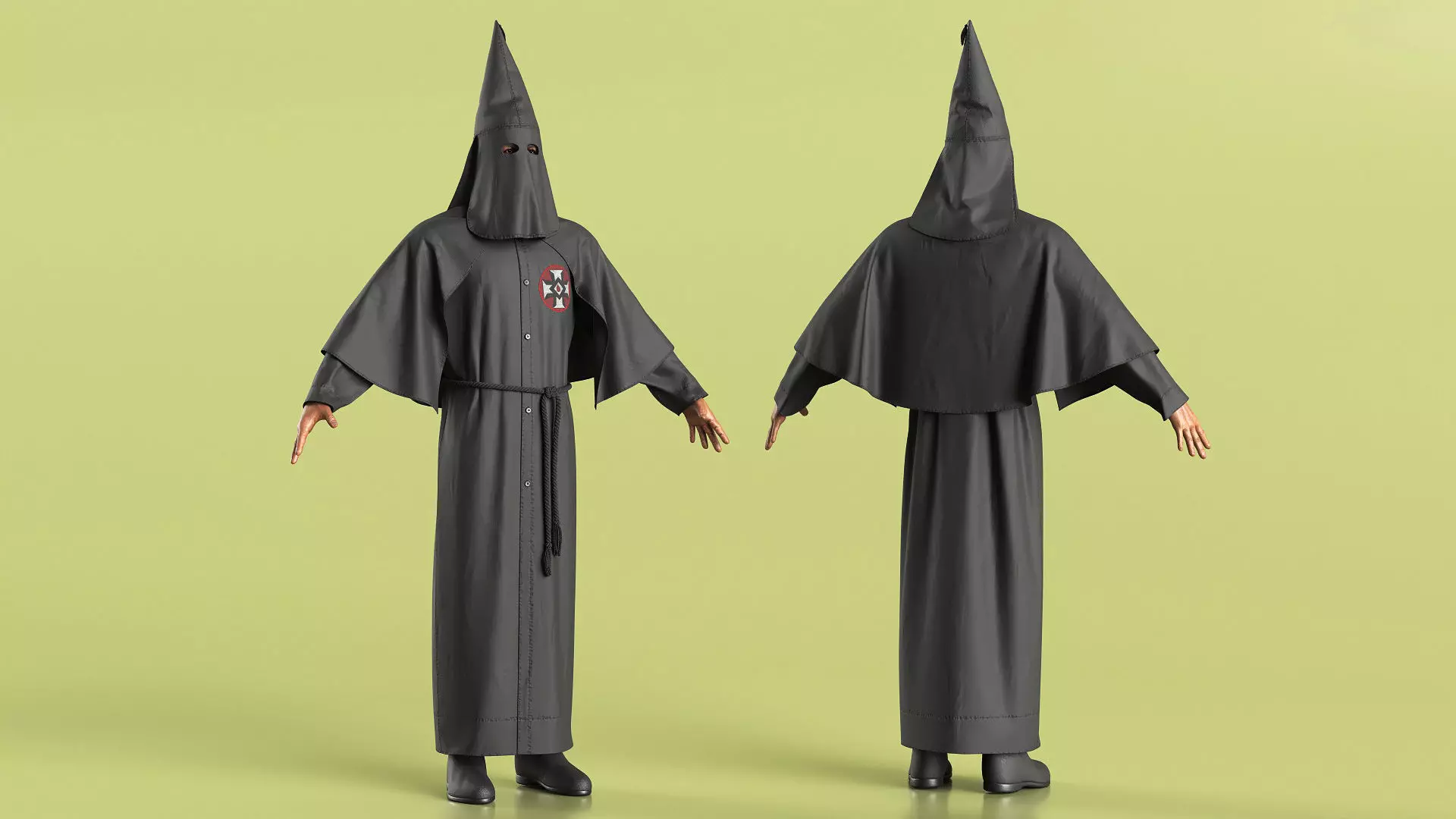 Character Ku Klux Klan in Black Suit and Mask 3D model_3