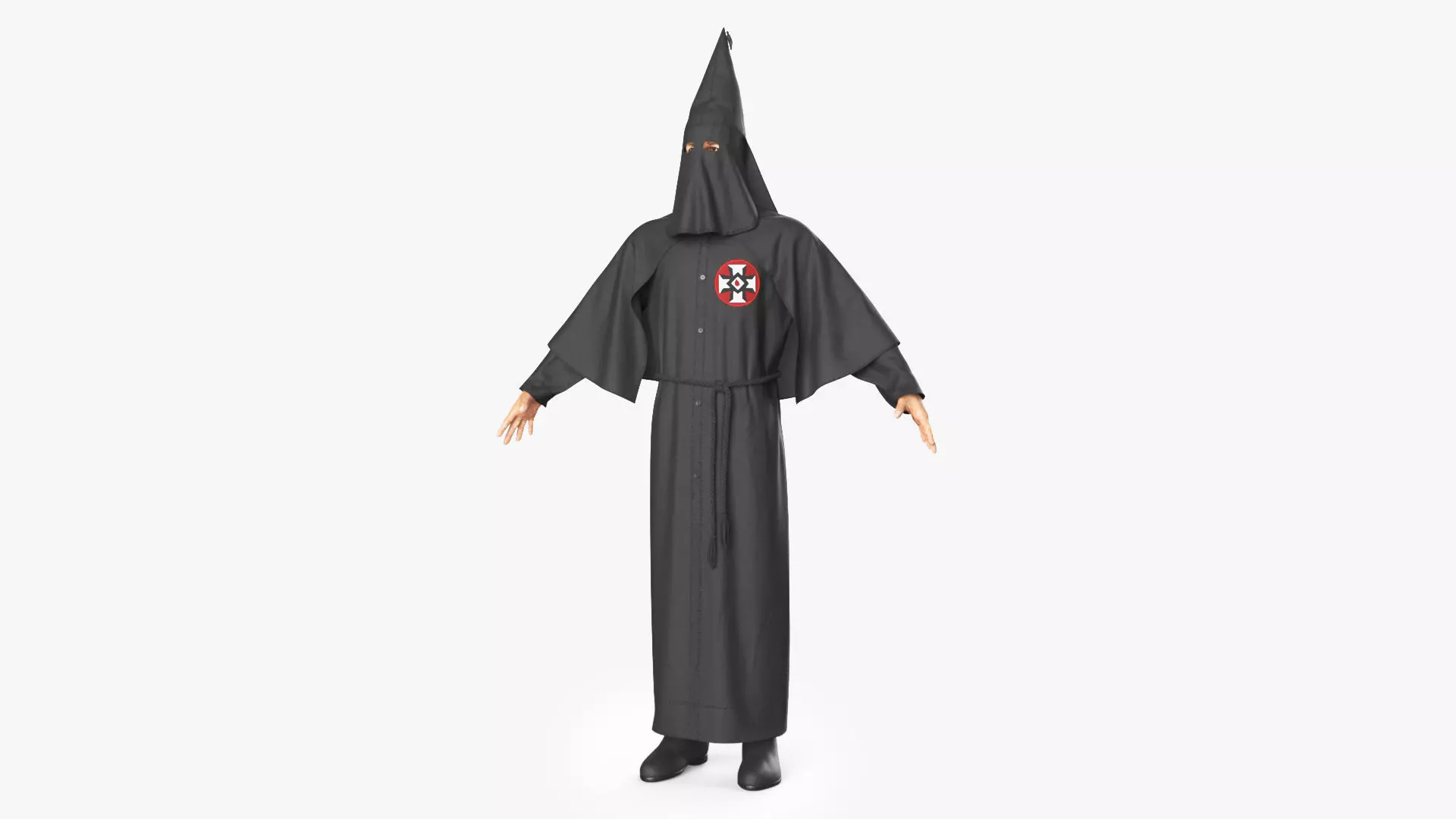 Character Ku Klux Klan in Black Suit and Mask 3D model_0