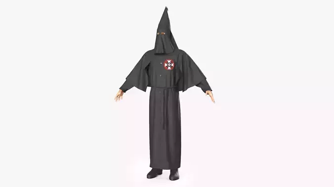Character Ku Klux Klan in Black Suit and Mask 3D model