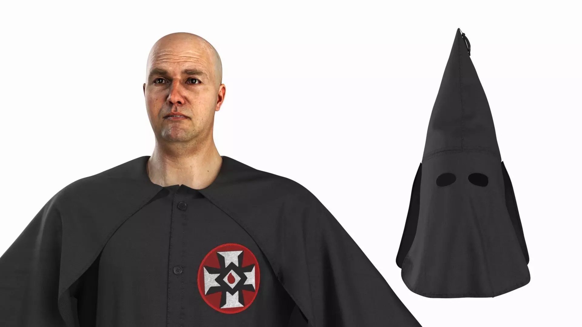 Character Ku Klux Klan in Black Suit and Mask 3D model_11