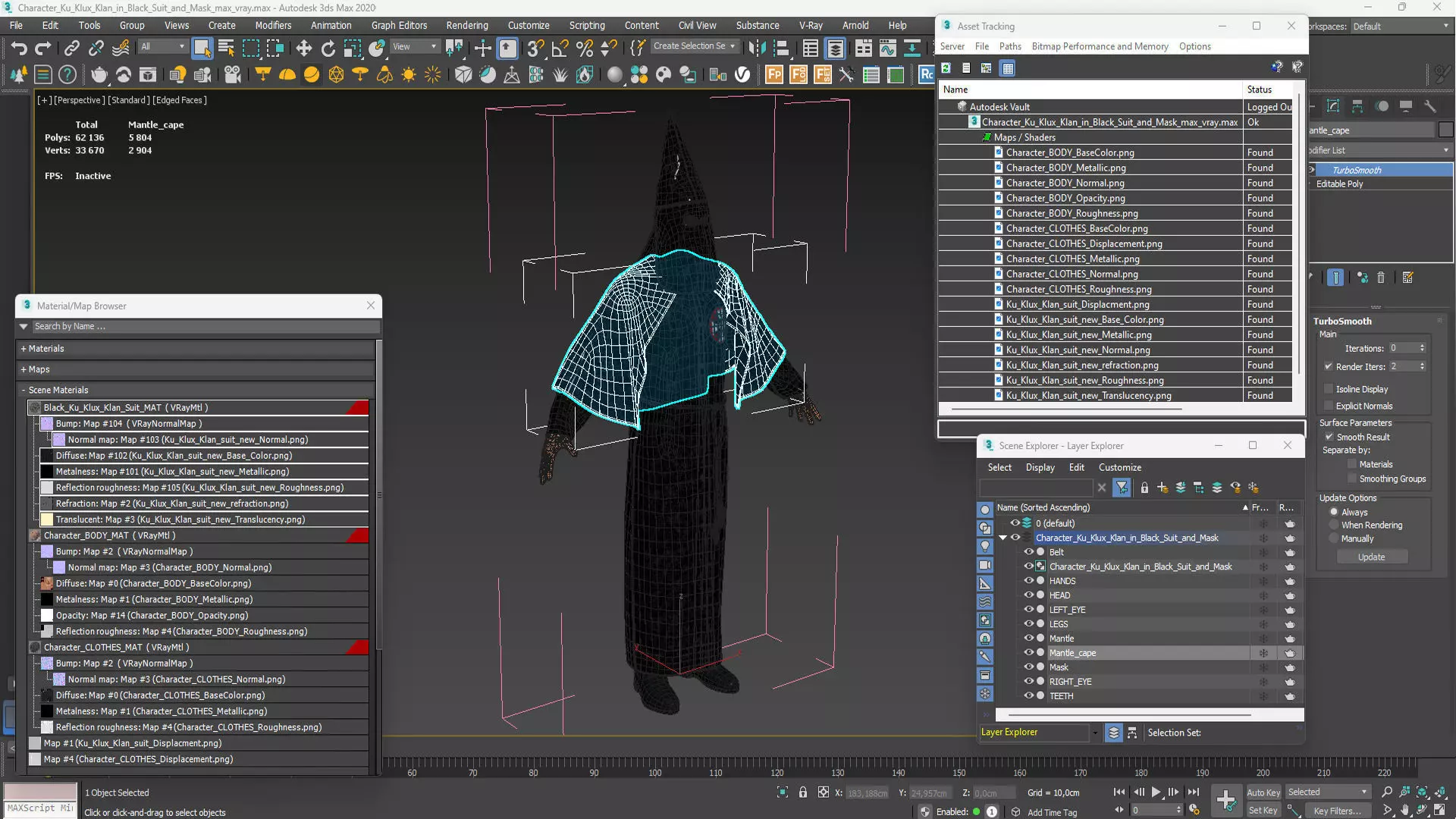Character Ku Klux Klan in Black Suit and Mask 3D model_19