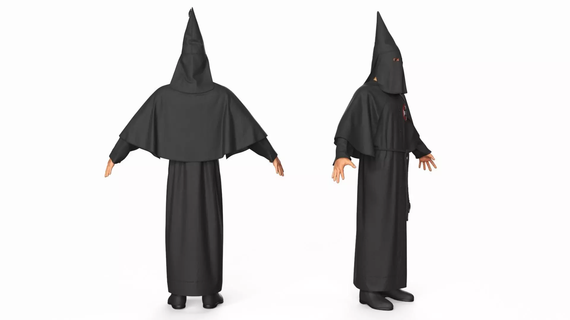 Character Ku Klux Klan in Black Suit and Mask 3D model_5