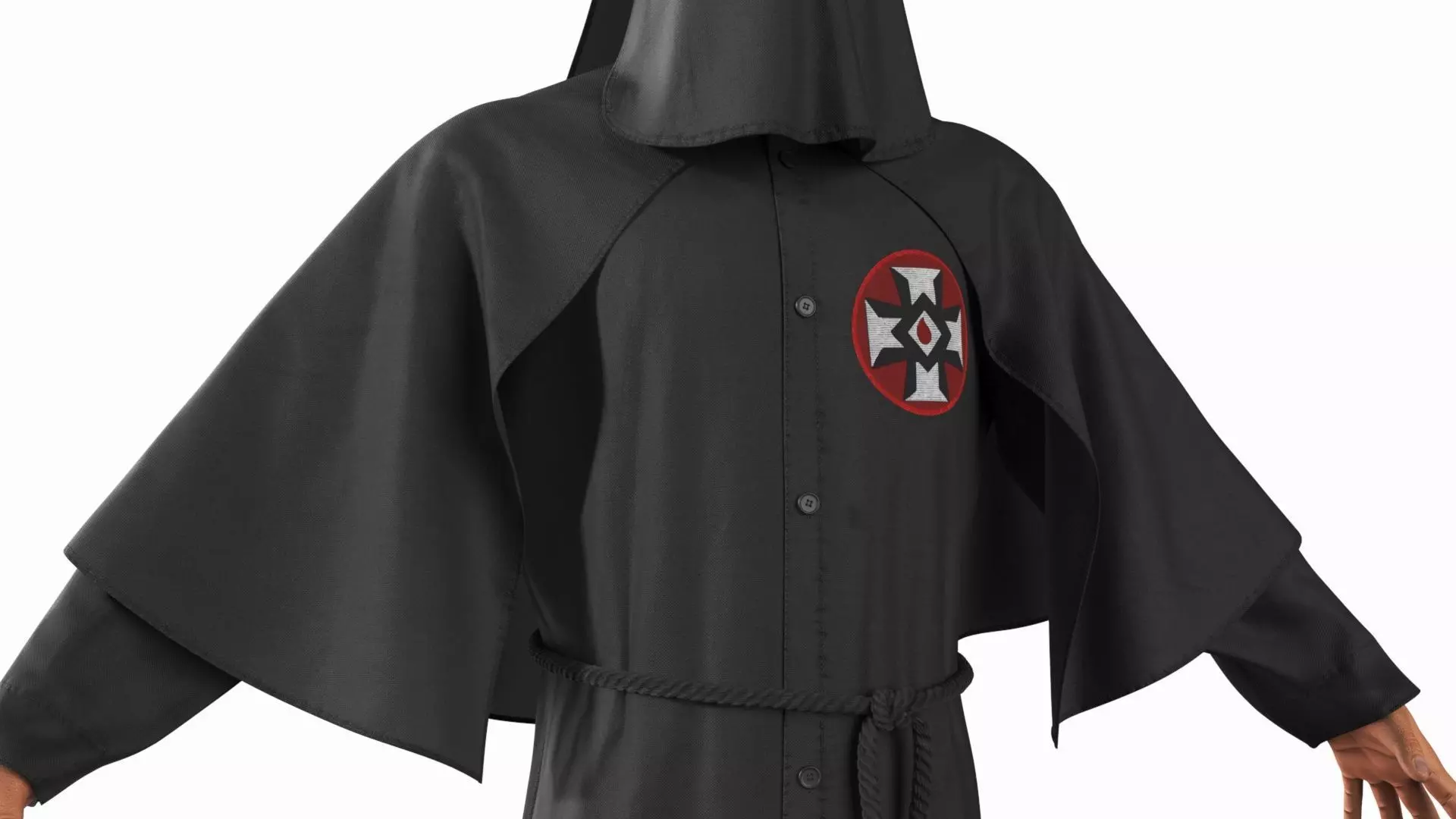 Character Ku Klux Klan in Black Suit and Mask 3D model_6