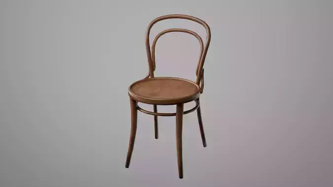 Vintage Wooden Dining Chair Low-poly 3D model