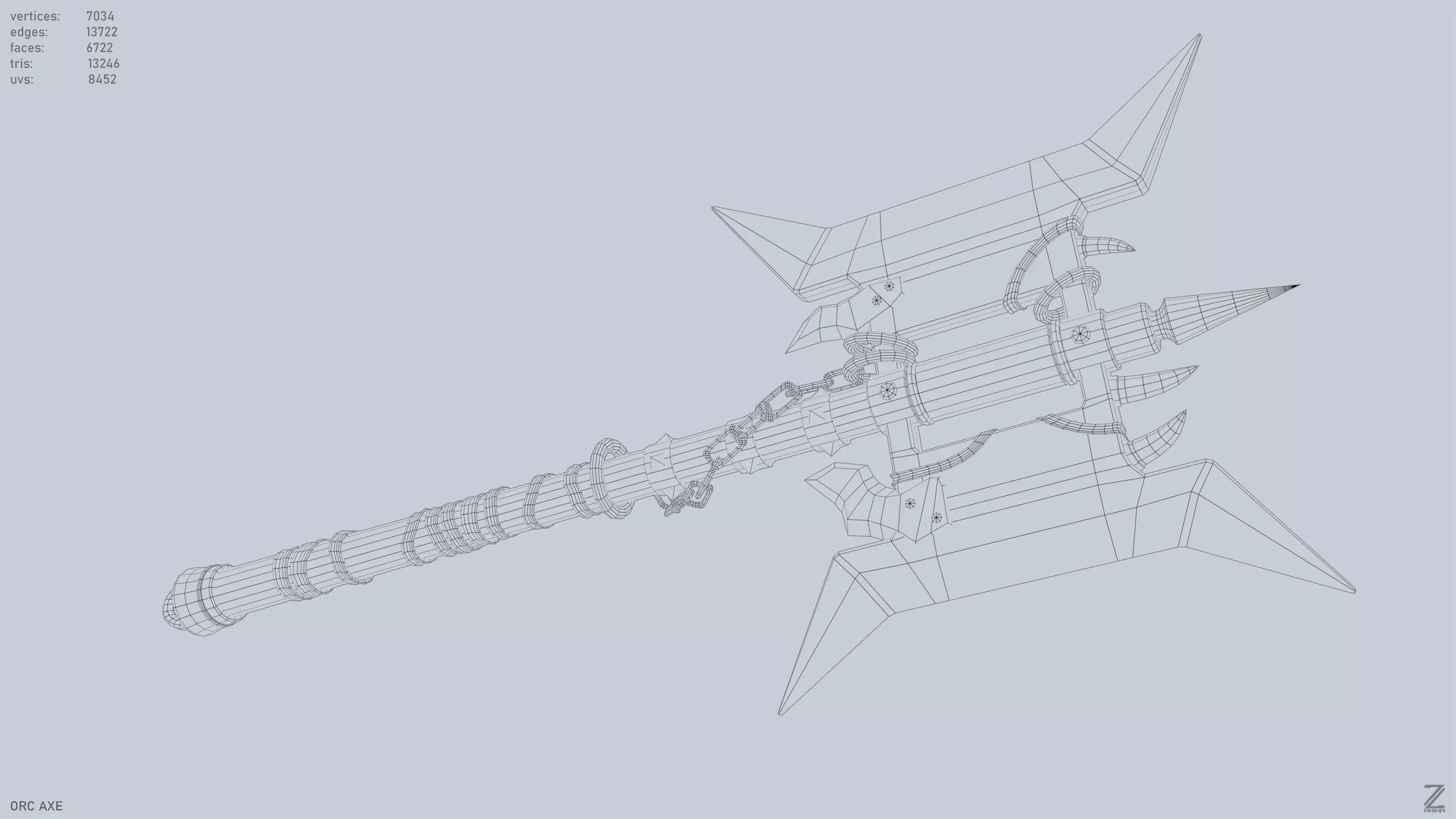 Orc axe Low-poly 3D model_14