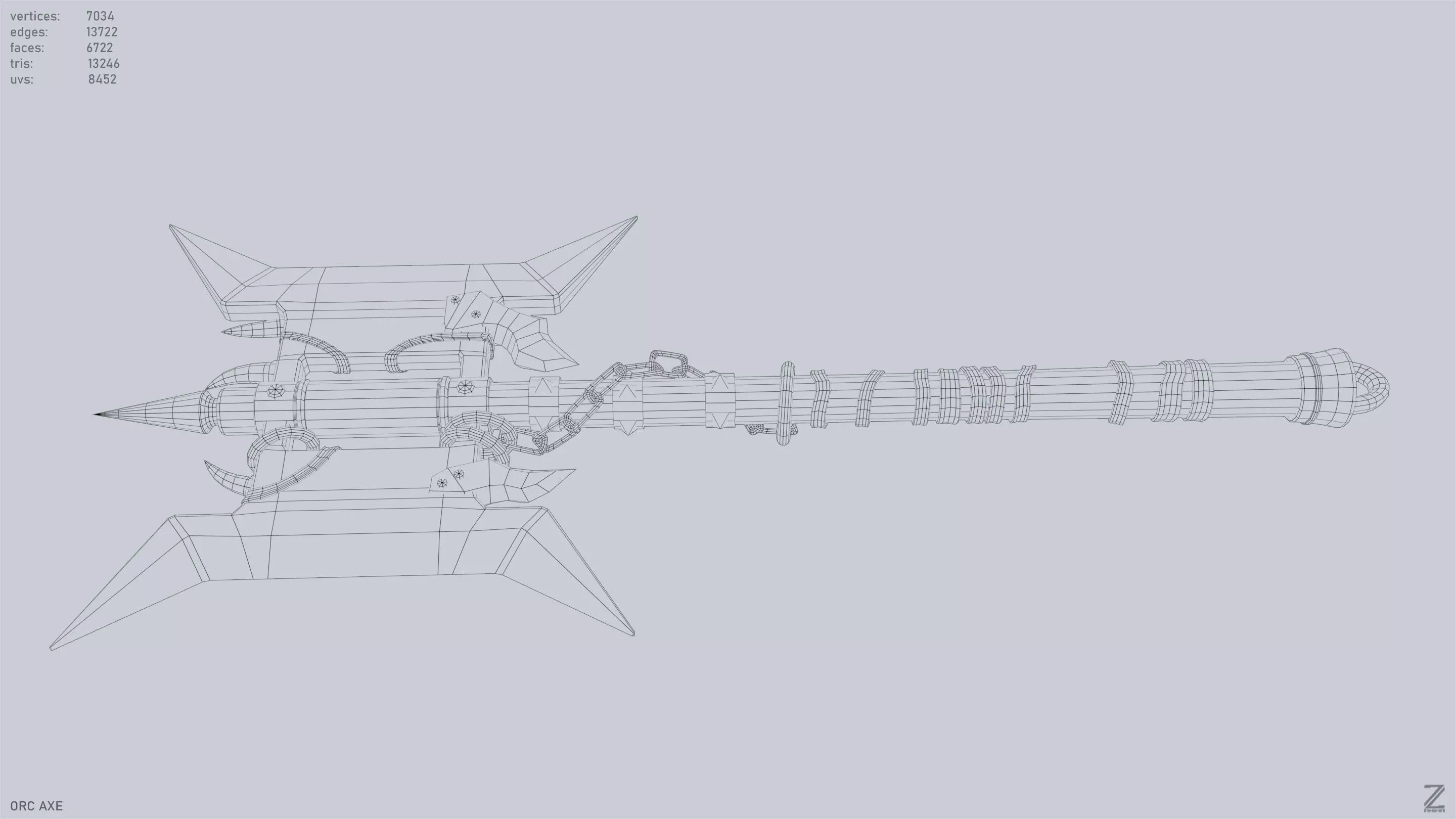 Orc axe Low-poly 3D model_11