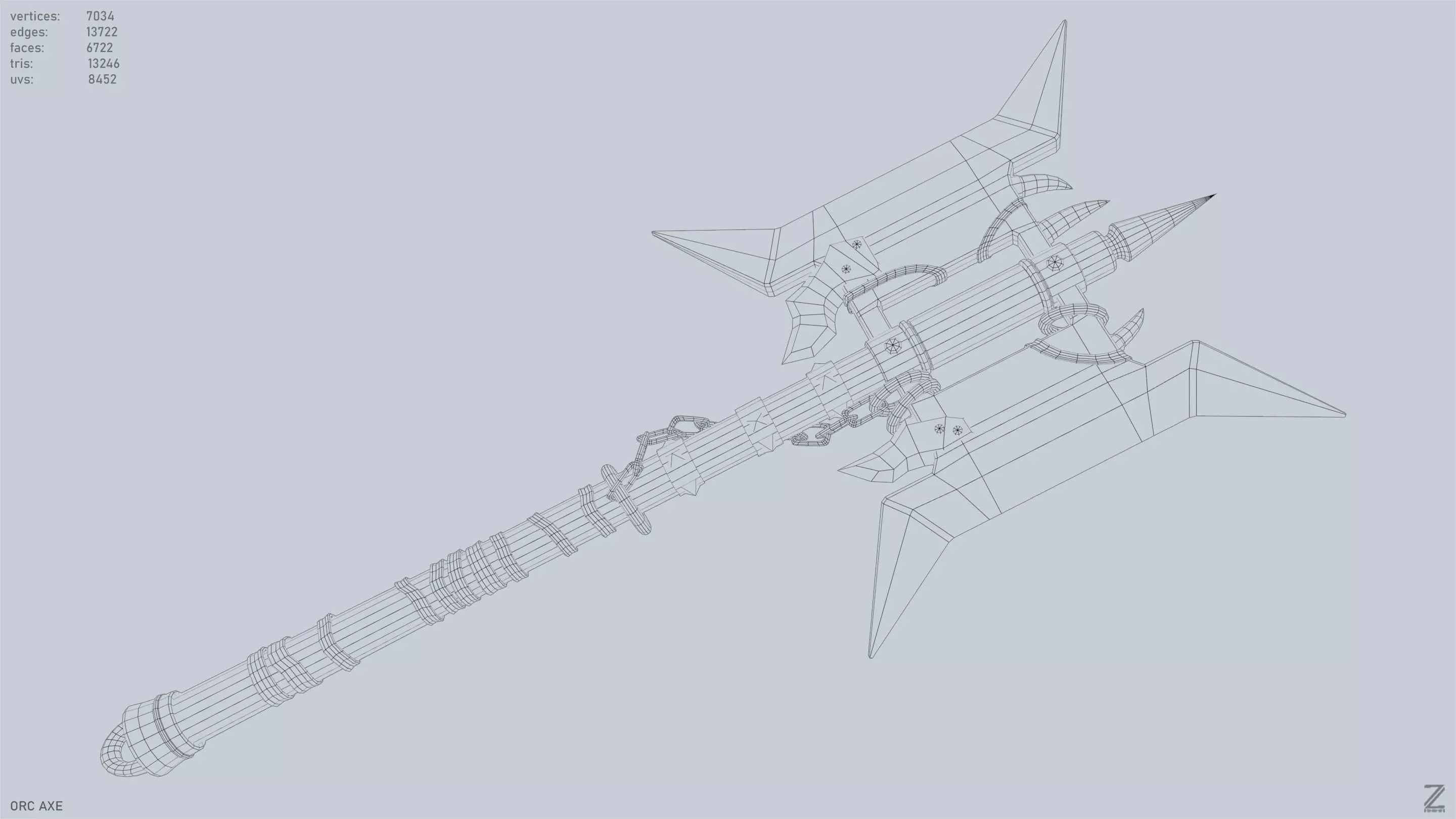 Orc axe Low-poly 3D model_12