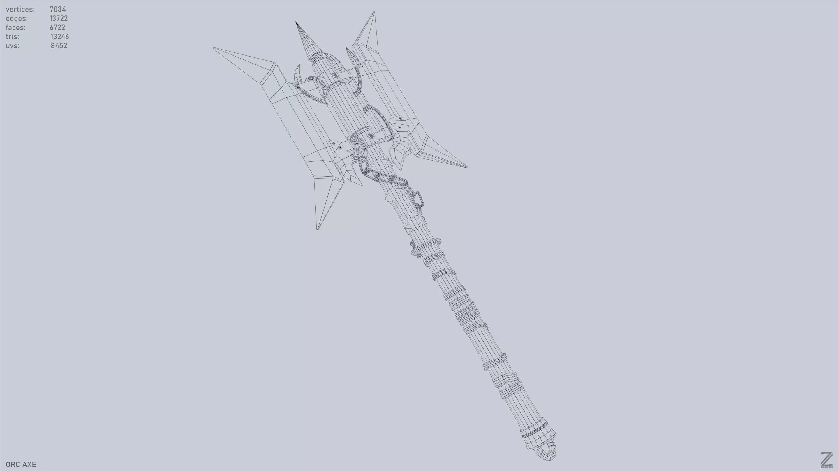 Orc axe Low-poly 3D model_13