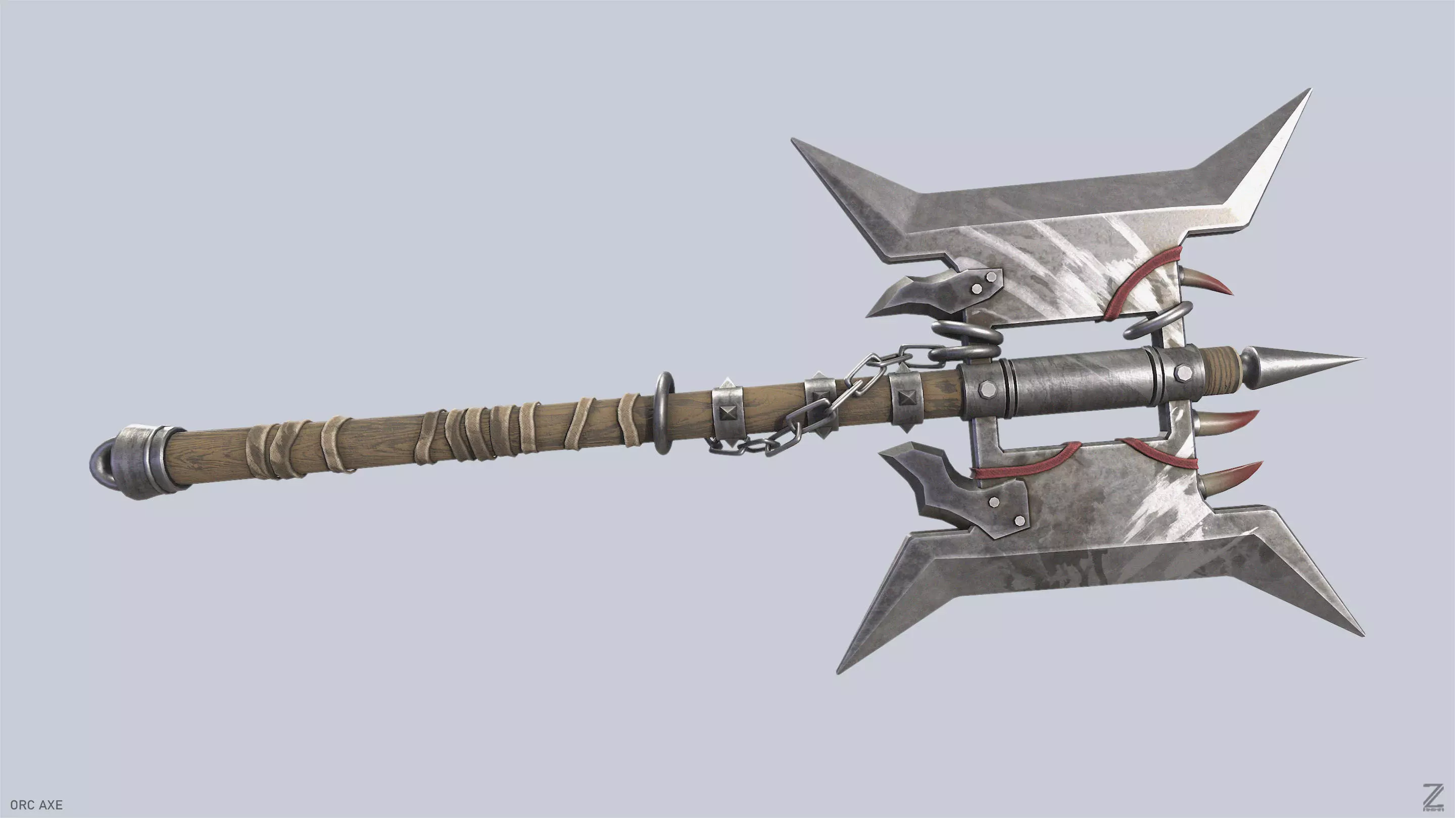 Orc axe Low-poly 3D model_2