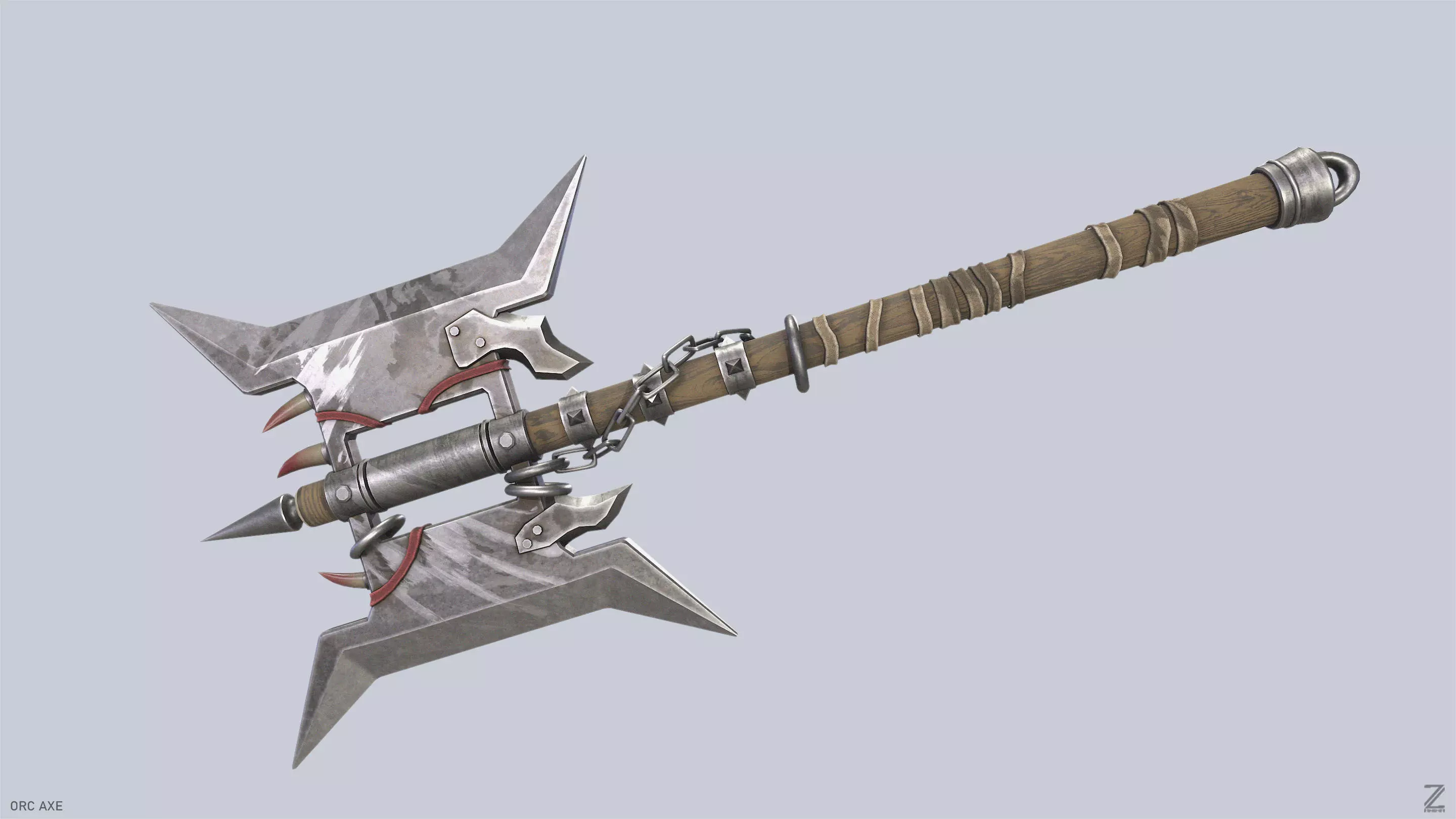 Orc axe Low-poly 3D model_7