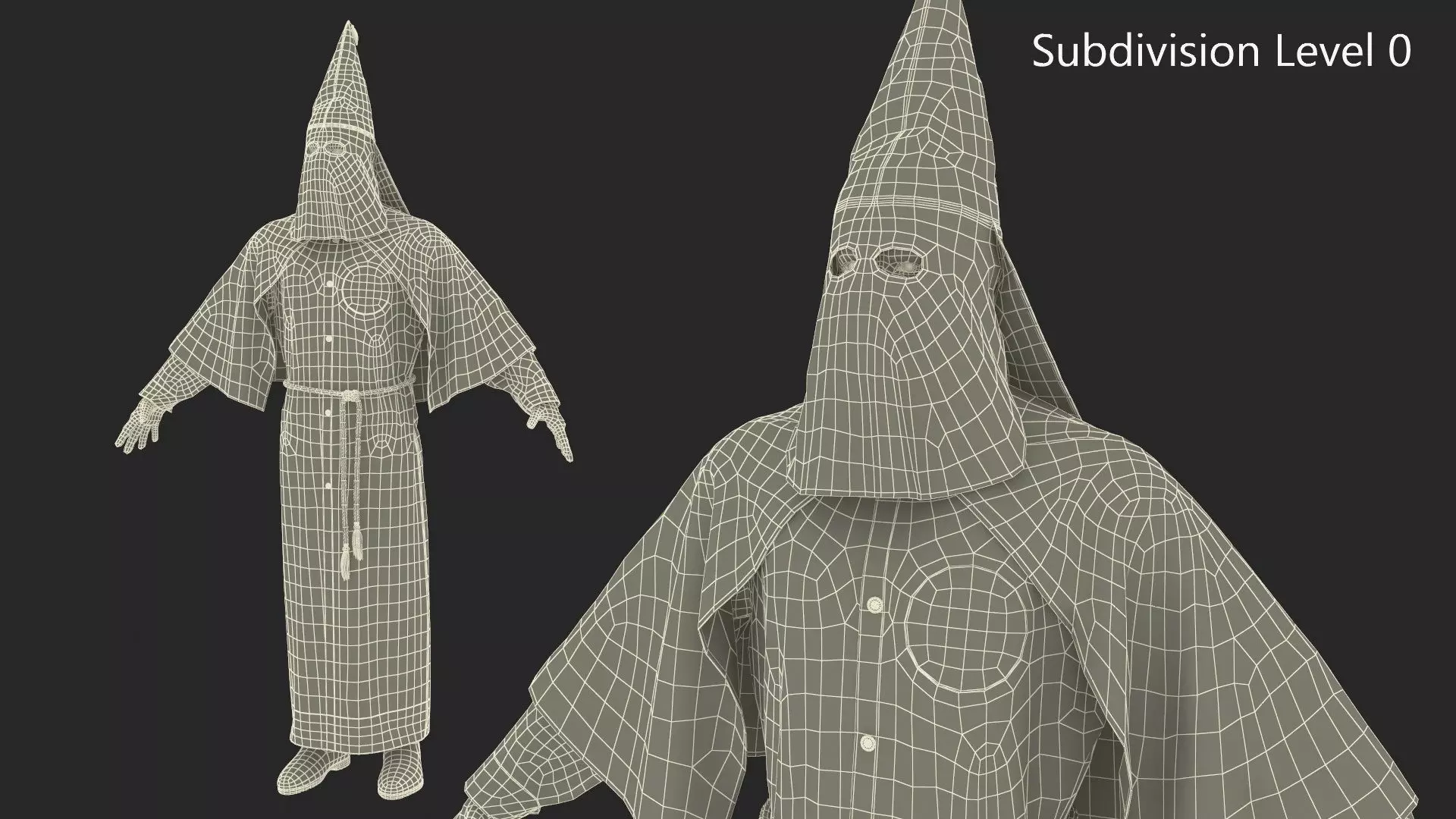 Character Ku Klux Klan in Old Mantle and Mask 3D model_14