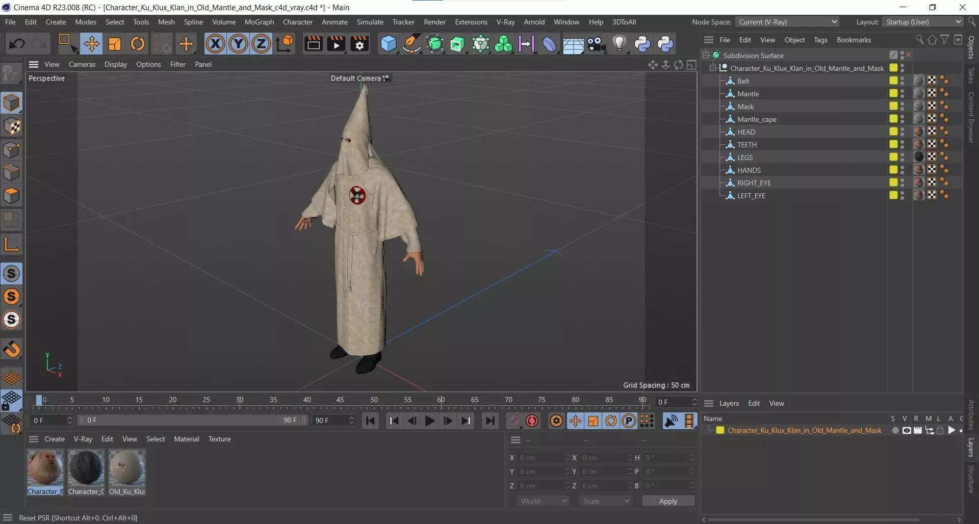 Character Ku Klux Klan in Old Mantle and Mask 3D model_20