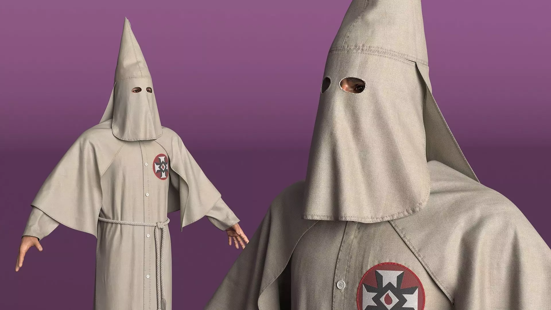 Character Ku Klux Klan in Old Mantle and Mask 3D model_4