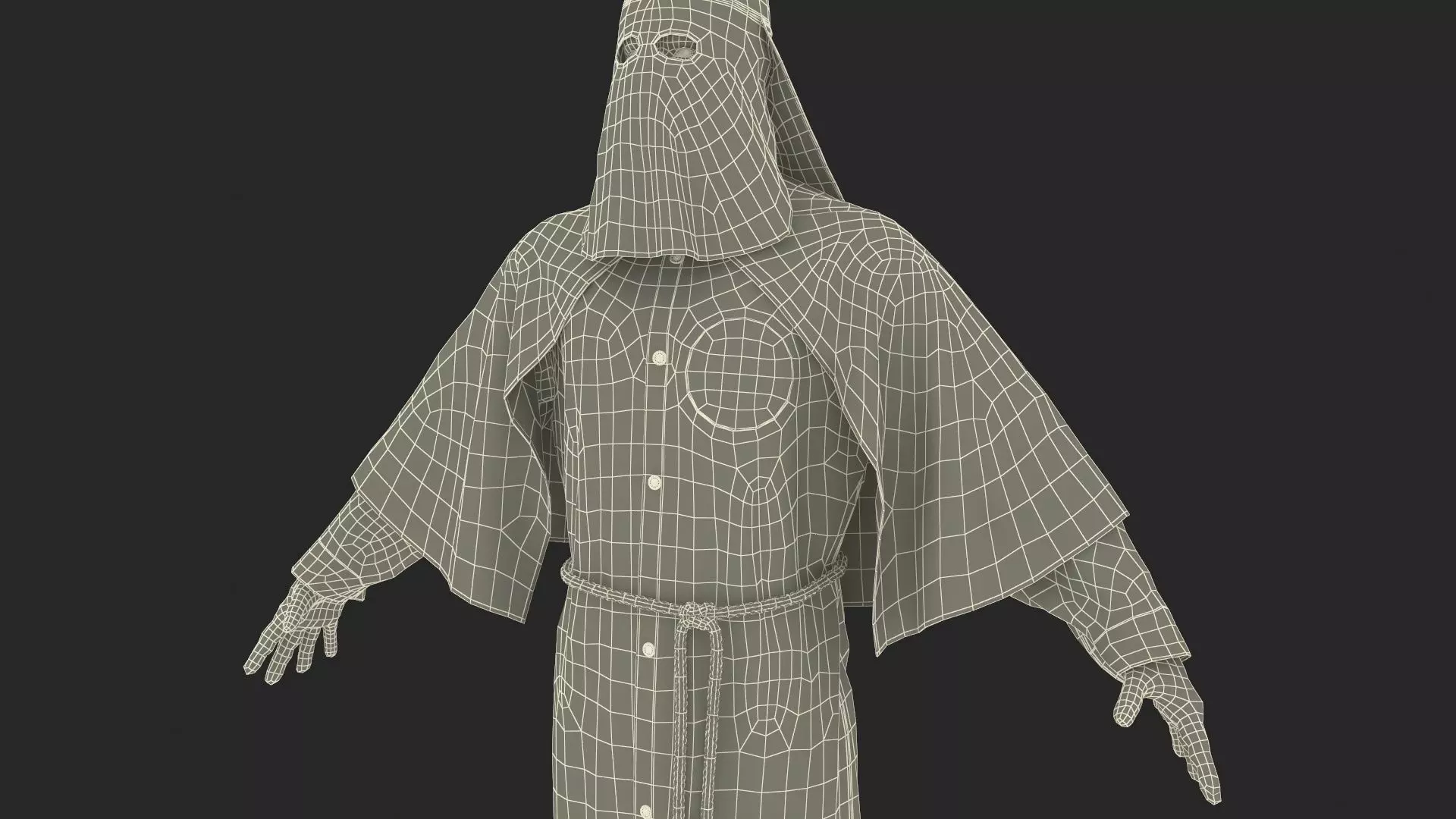 Character Ku Klux Klan in Old Mantle and Mask 3D model_24