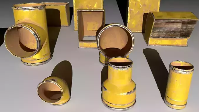 Air vent duct set Low-poly 3D model