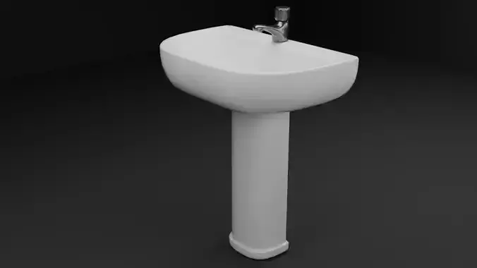 Low Poly Bathroom Basin with Tap Game Ready PBR FBX OBJ STL