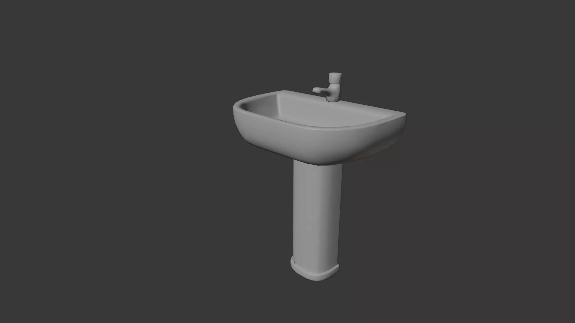 Low Poly Bathroom Basin with Tap Game Ready PBR FBX OBJ STL Low-poly 3D model_4