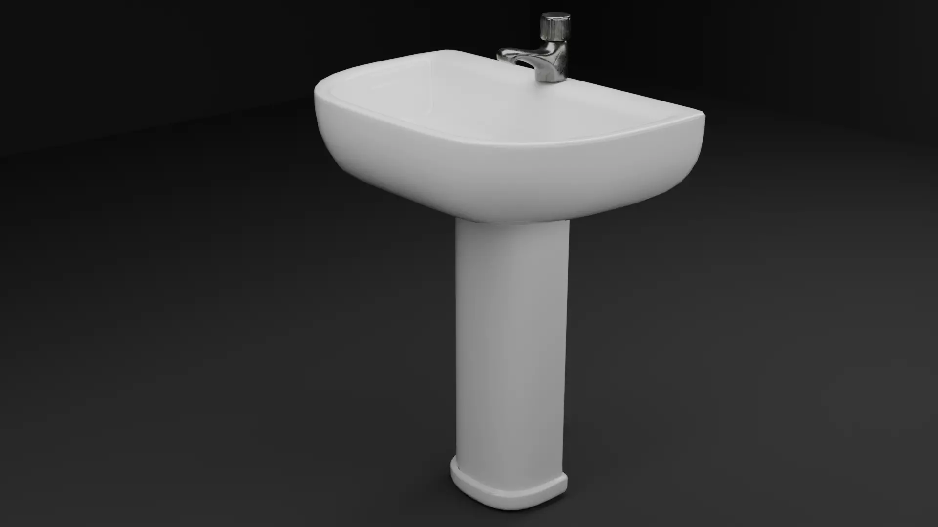Low Poly Bathroom Basin with Tap Game Ready PBR FBX OBJ STL Low-poly 3D model_8